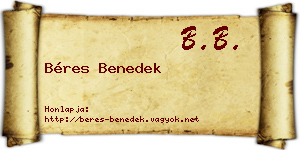 Béres Benedek névjegykártya