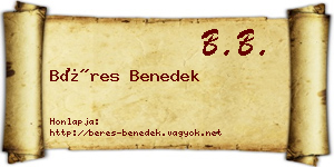Béres Benedek névjegykártya